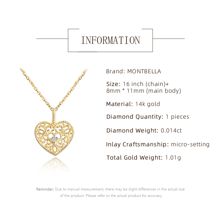 14K Gold Heart Shaped Diamond Necklace