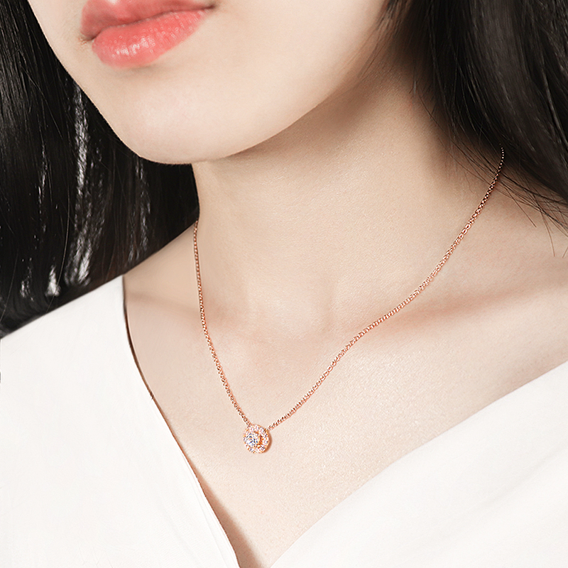 MONTBELLA Fashion Collection 18K Gold Diamond Necklace White Gold Rose Gold Inlaid Women's Necklace