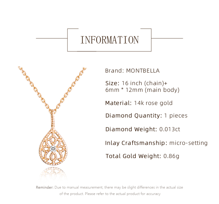 14K Gold Water Drop Diamond Necklace