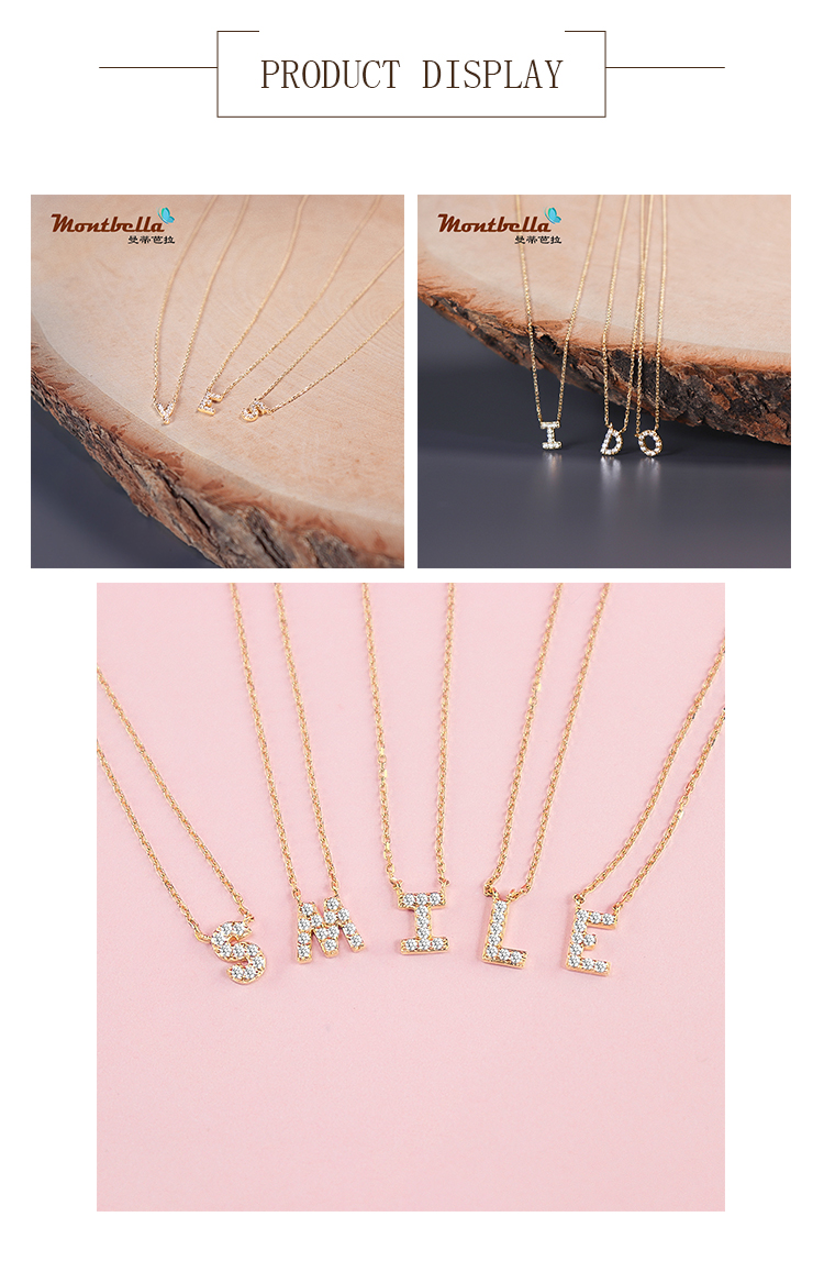 18K Gold Letter Diamond Necklace