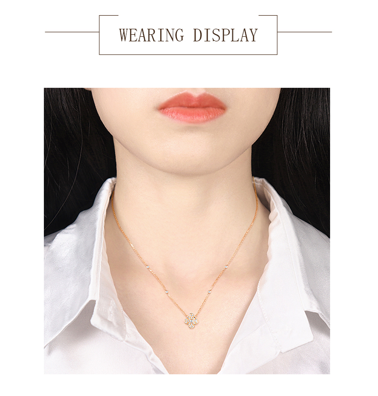 18K Gold Diamond Rose Necklace