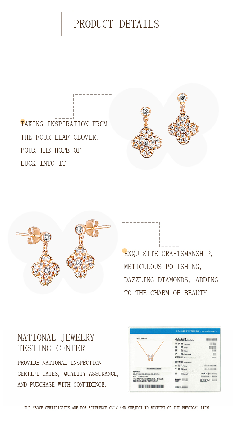 Clover Rose Gold Diamond Earrings