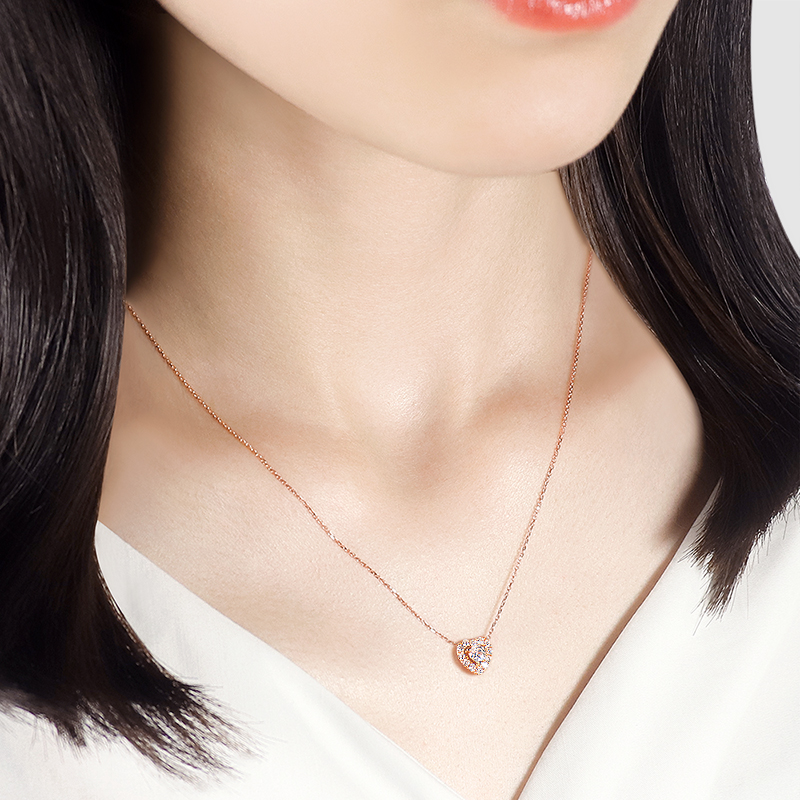 MONTBELLA Fashion Collection 18K Gold Diamond Necklace with White Gold Rose Gold Inlay